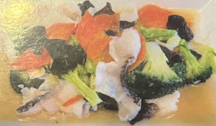 Stir-fried black cod/seasonal vegee/w rice