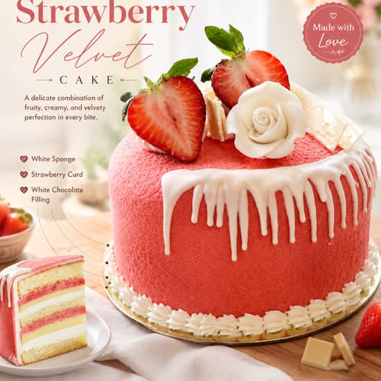 8" Strawberry velvet cake