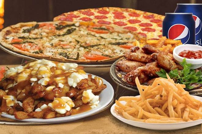 Combo sportif#2 ( 1 pizza large 15 ailes de poulet 1 Grande Frite / 1 Large Pizza 15 wings 1 LFF) (4 drink)