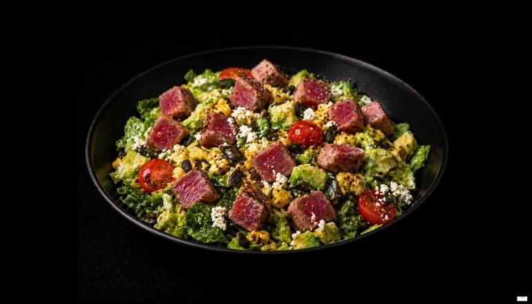 Grilled Corn & Avocado Salad - Seared Tuna