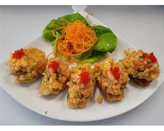 E9-Patate-tartare (6 Morceaux Sur Patate-sucrée Tempura) / E10 Potato-tartare (6 Pieces on Sweet Potato Tempura)