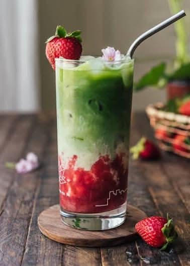 Strawberry Matcha Milk Tea