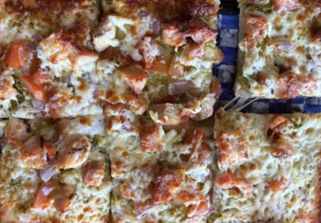 Deep Dish Pesto Chicken Pizza
