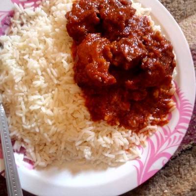 White rice with Meat Stew