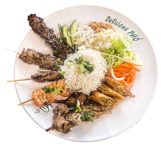 61. Pork, Beef, Chicken, Prawns, Pork Patties, and Spring Roll (Large)
