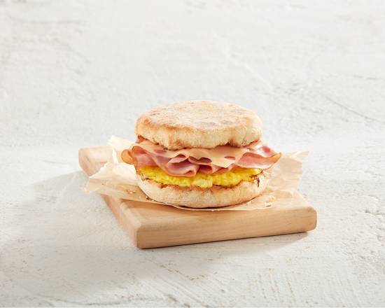 Ham, Egg & Swiss on an English Muffin
