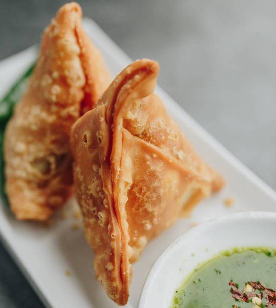 2 Vegetarian Samosas + Tamarind Sauce
