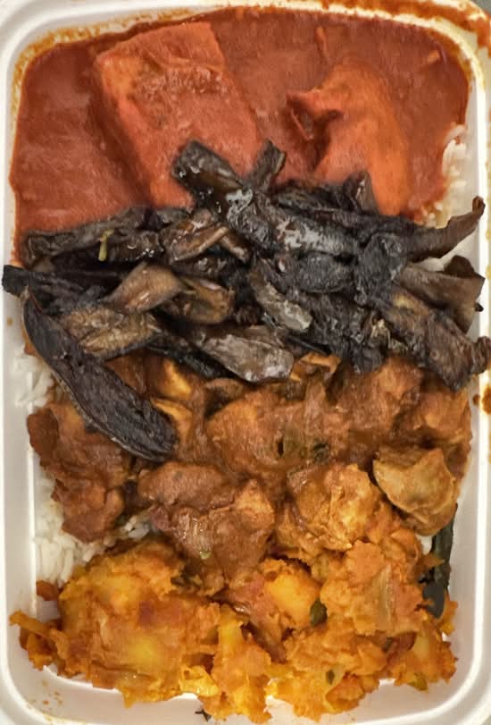 Combo #3: 2 Meat Curries & 2 Veg Curries on Rice