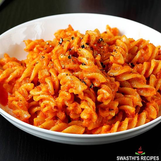 Pasta with tadka (Red sauce pasta)