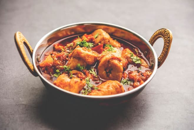 Achari chaap plate with gravy