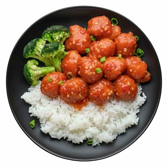 Sweet Chilli Chicken on Rice or Noodles
