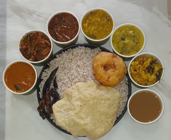 Chicken Curry, 3 Vegetarian Curries, and Rice