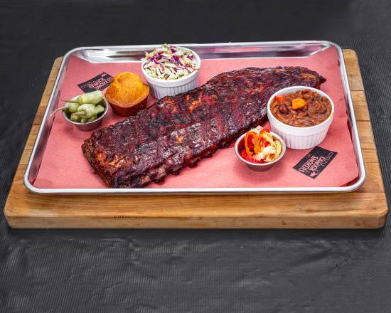 Full Rack Pork Ribs Dinner w/ Crazy Baked Beans & One Side