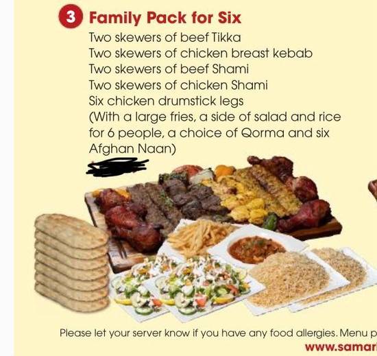 Family pack for 6 people