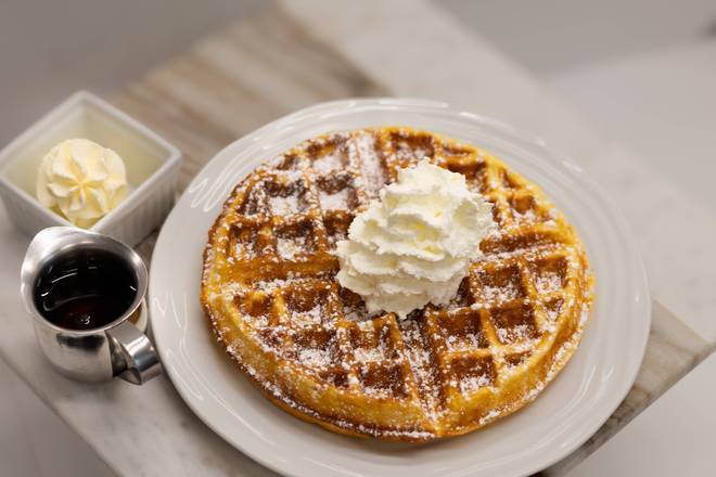 Buttermilk Waffle With Maple Syrup and Whipped Butter