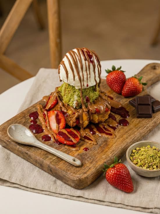 Kunafa Crunch Waffle Sundae