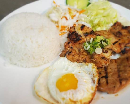 37a.. Grilled Chicken and Fried Egg with Rice