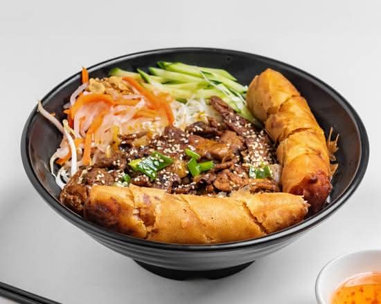 56. Grilled Lemongrass Pork & Pork Spring Rolls Vermicelli