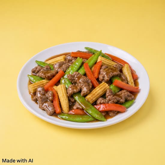 Beef with Snow Peas and Baby Corn