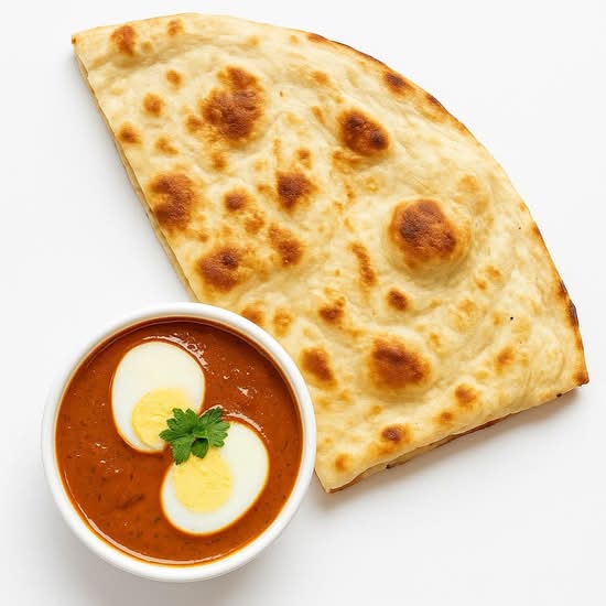 Egg curry with butter naan