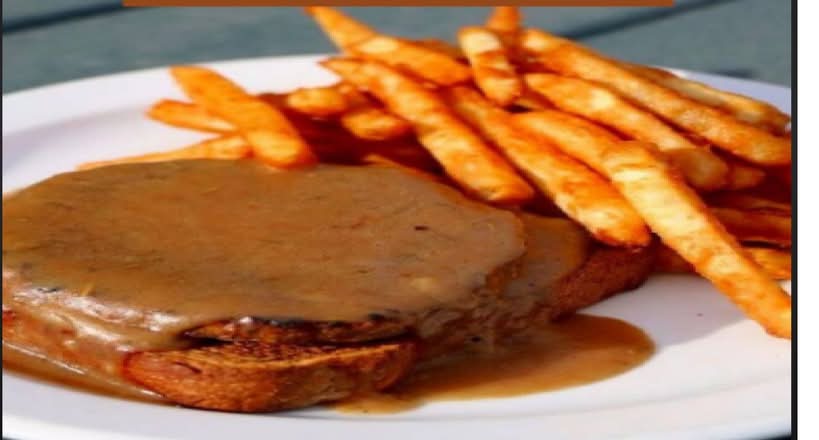 Open Faced Hot Hamburger w/fries