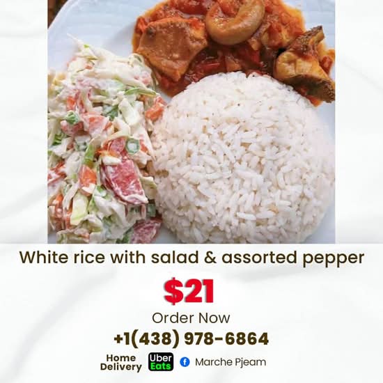 White Rice with Salad & Assorted Pepper