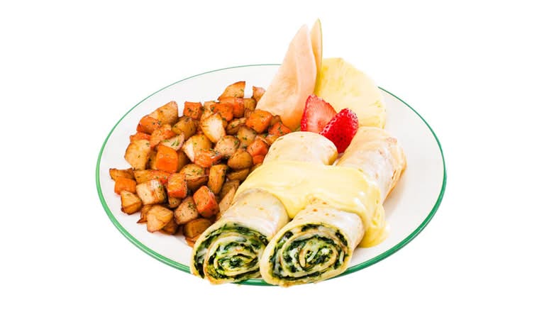Spinach and cheddar crêpomelette