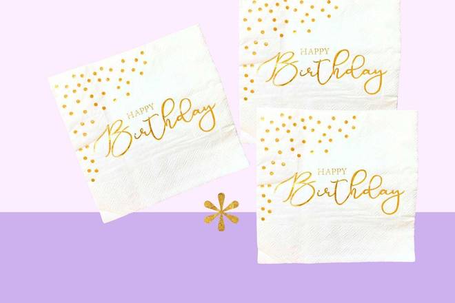 Gold Napkins - Happy Birthday