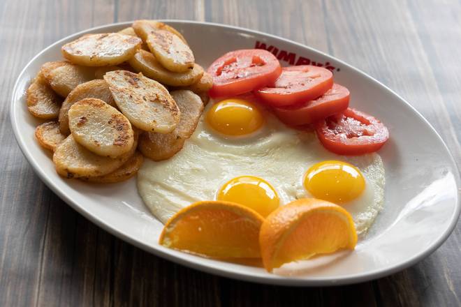 Three Eggs Any Style (No Protein)  700 Cals