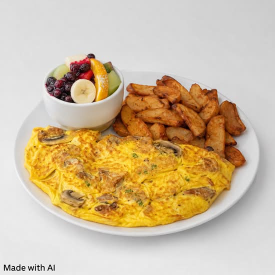 Omelette aux champignons, échalotes, et fromage cheddar (Omelette with Mushroom, Shallots, and Cheddar Cheese)