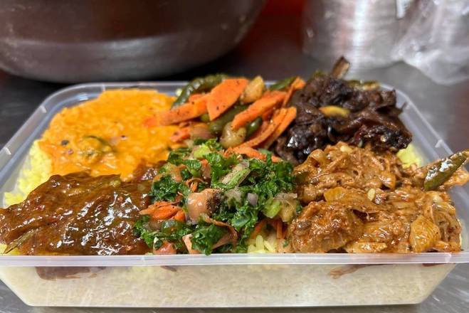Rice & Chicken + 4 veg. Curries