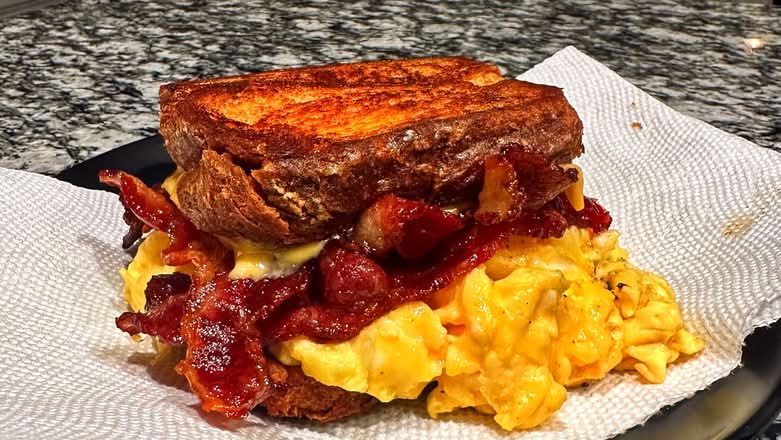 Turkey Bacon or Beef Link Sausage, Egg & Cheese on a Roll