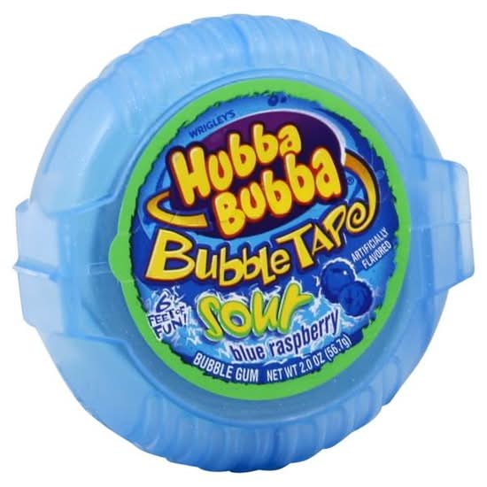 Hubba Bubba Sour Blue Raspberry Bubble Gum Tape - 2 oz