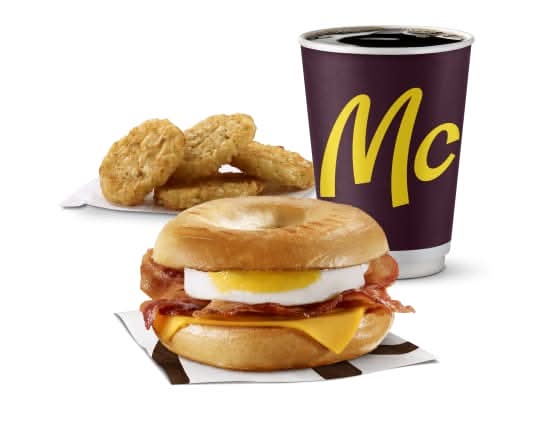 Plain Bacon 'N Egg Bagel Extra Value Meal [700-730 Cals]