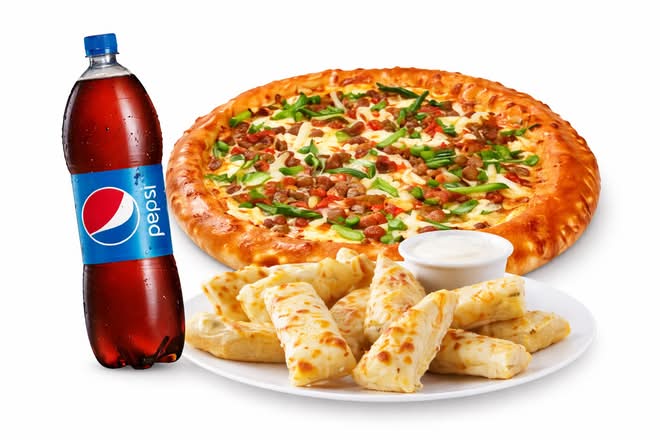 6" Pizza, 3 Toppings, 6" Garlic Fingers, and Pop