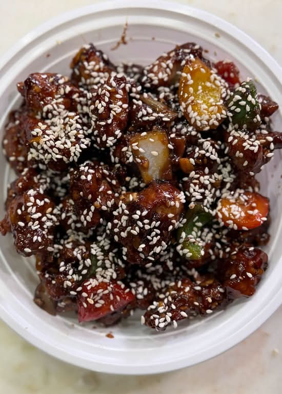 Sesame Beef Dry or Gravy with side white rice
