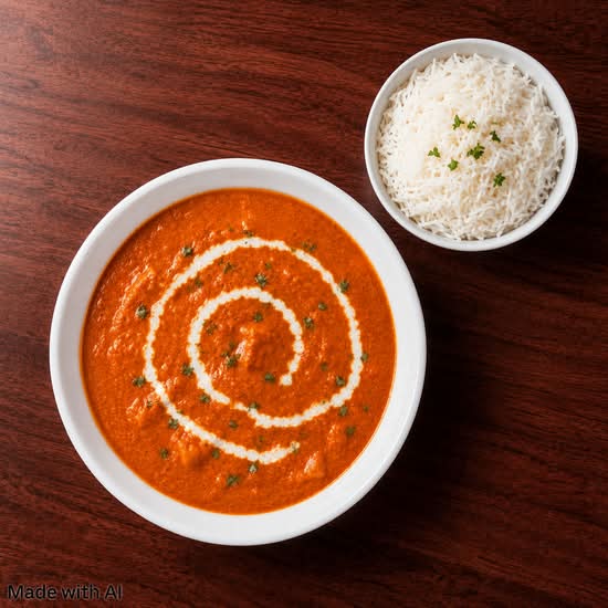 Shahi Paneer served with rice