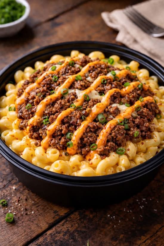 GROUND BEEF MAC AND CHEESE BOWL