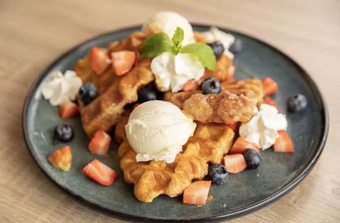 Mix Berries Croffles with Ice Cream