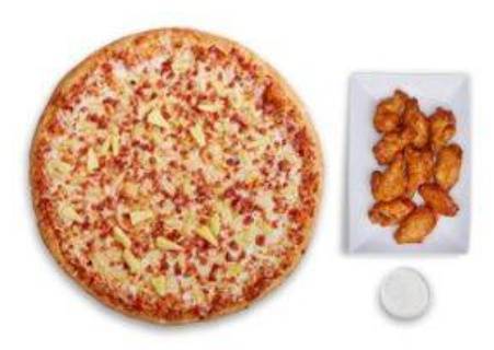 Large Pizza, 8 pcs Wings & Pop 591ml