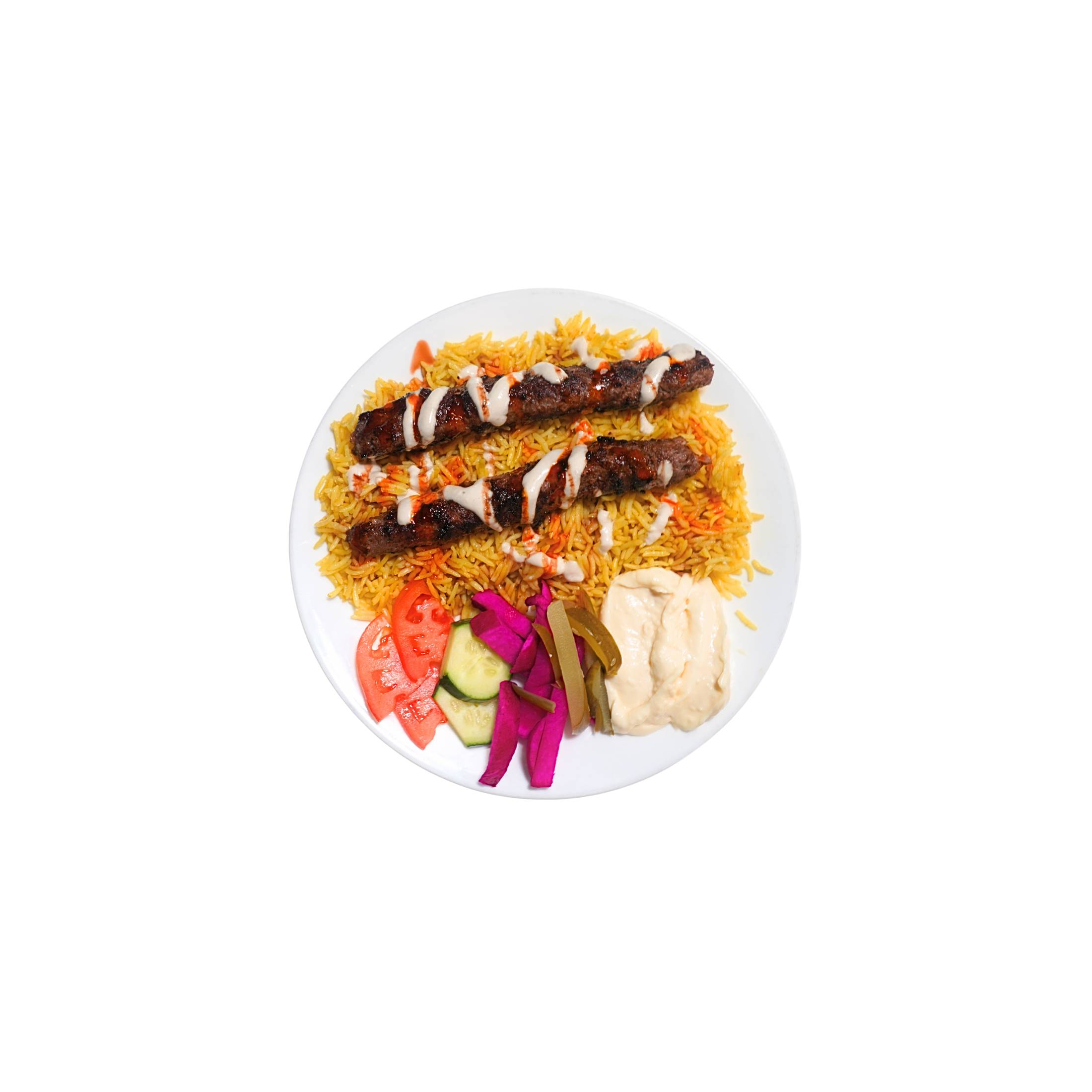 Beef Kebab on rice & veggies