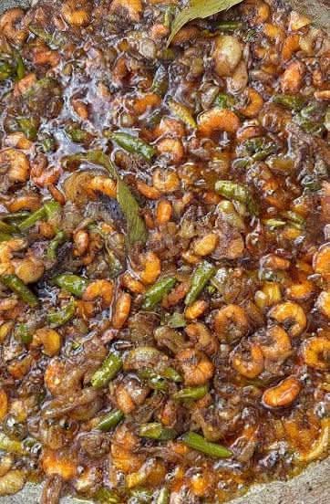 Spicy Shrimp Curry with Plain Pulao