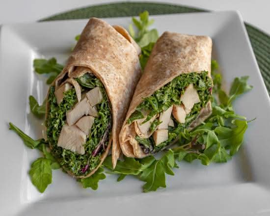 Chicken Cesar Wrap- side Salad and potatoes