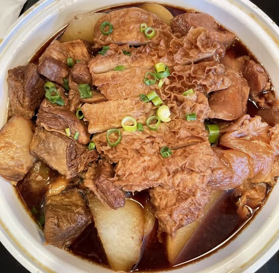 Beef Brisket, Tendon, and Tripe on Radish Hot Pot
