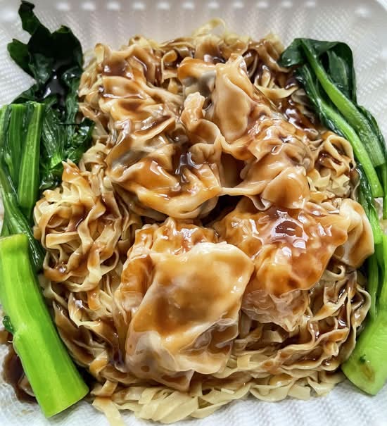 Two Kinds of Dumpling Lo Mein Drizzled with Oyster Sauce
