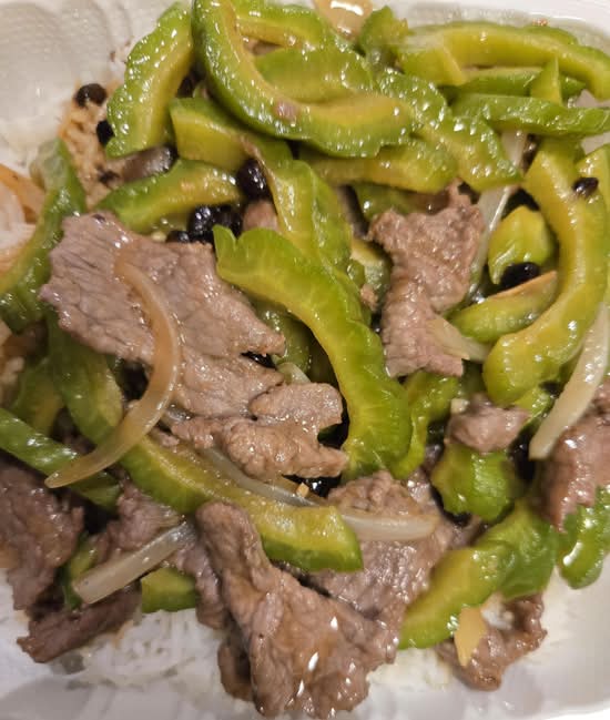 Bitter Melon & Beef with Black Bean Sauce on Rice