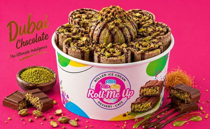 Dubai Chocolate Rolled Icecream