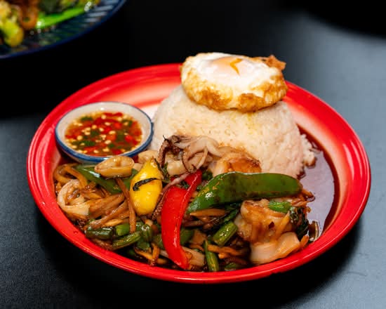 37. Khao Rad Grapow Kai Dow