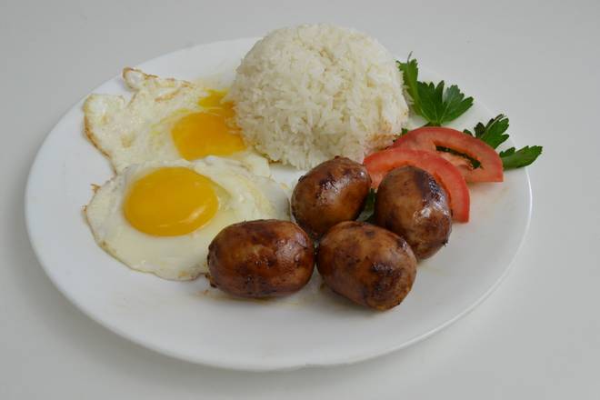 Pork Longanisa, Egg, and Steamed Rice
