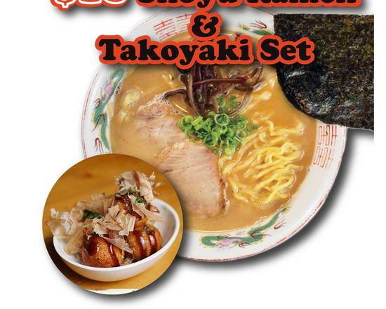 $18 Time Sales Set Shoyu Ramen + Takoyaki Set / 4pcs